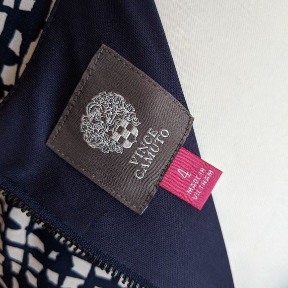 Navy and White Long Sleeved Shift Dress by Vince Camuto- Size 4 - Picture 5 of 6